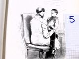 un dessin représentant un homme et une femme assis sur une chaise