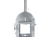 a close up of an outdoor pizza oven on a white background