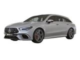 a silver mercedes cla parked in front of a white background