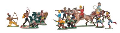 several figurines of different types of figurines on a white surface