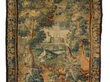 an image of a tapestry with animals and trees on it
