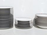 a lot of plates stacked on top of each other