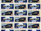 une feuille de timbres sur laquelle figure l'image d'un train