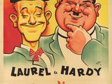 une vieille affiche de cinéma française représentant deux hommes en haut-de-forme et nœud papillon