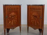 paire de tables de chevet de style Louis XV en marqueterie