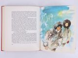 an open book with a picture of two people on it