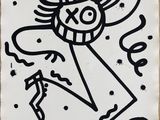 a black and white drawing of a man with a top hat on his head