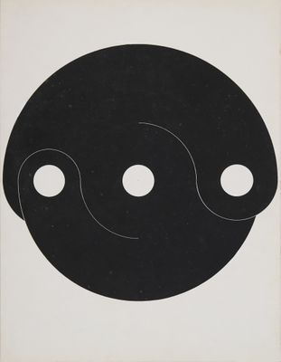 une image représentant un dessin en noir et blanc de deux cercles