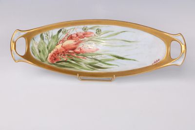 an image of a tray with a painting of flowers on it