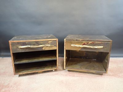 pair of antique brass bedside tables with drawers