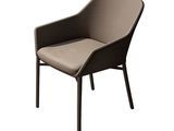 une image représentant une chaise avec une assise marron et une structure noire