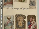 un livre sur lequel figurent de nombreuses images religieuses