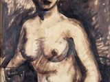 an image of a painting of a nude woman with a chair