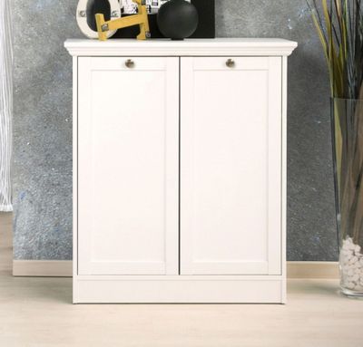 Buffet haut 2 portes LANDZY-blanc - 80x35x90 cm- retour tran…