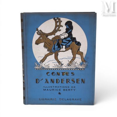 an old book with a picture of a woman riding a moose