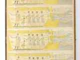 une photo d'un tableau jaune et blanc accroché au mur