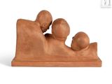 an image of a clay sculpture of a mother and two children