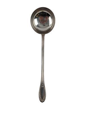 silver spoon with a reflection of a person in it