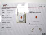 an image of a certificate with a picture of an orange stone