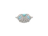 une photo d'une broche en émail ornée d'un diamant et de turquoise