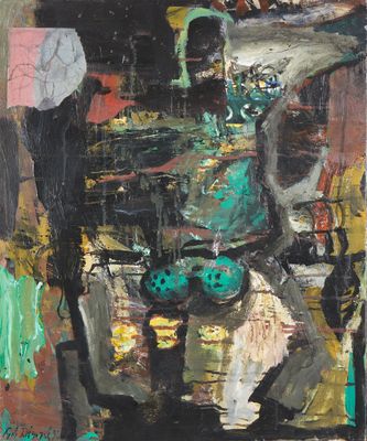 une image représentant un tableau où l'on voit un vase posé sur une table