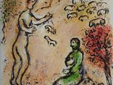 une image d'une peinture représentant un homme et une femme dans un champ