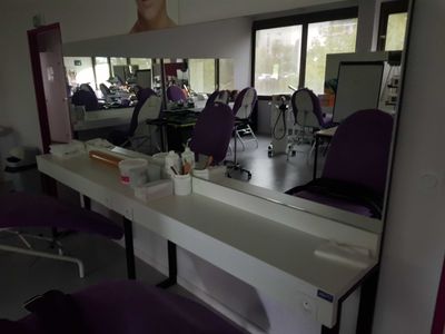 a large mirror on the wall in the room