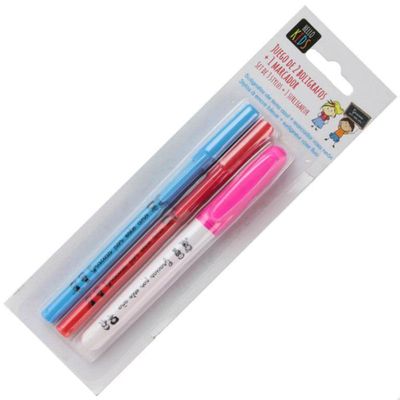 Lot de 3 - HELLO KIDS - Set d'écriture 2 stylos et 1 surlign…