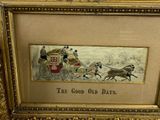an old picture of a horse drawn carriage with people on it