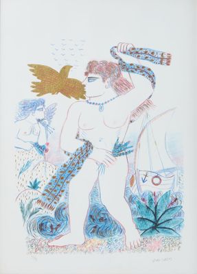 une image représentant le dessin d'une femme avec un oiseau sur l'épaule