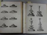 an open book with drawings of different types of candles and candlesticks