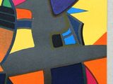 abstract painting of a man with a hat on his head and a hat on his head