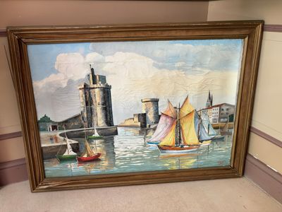 une image d'une peinture de bateaux sur l'eau