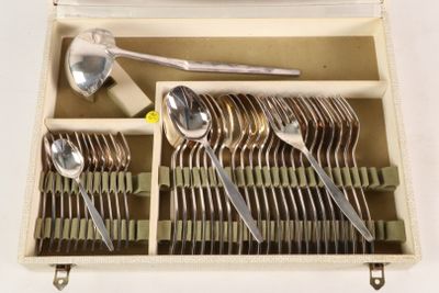 silverware in a case with spoons, spoons, and spoon spoons