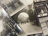 many old black and white photos of people on the street