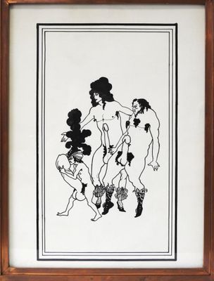 un dessin en noir et blanc représentant un groupe de femmes nues