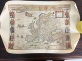 a map of europe on a plate on a table