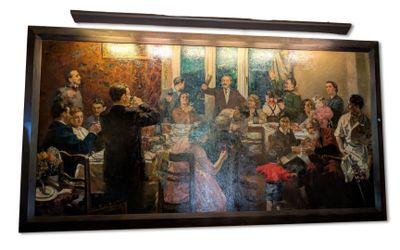 une photo d'un tableau accroché au mur d'un restaurant