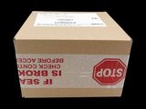 a box with a stop sign on it on a black background