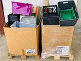 many boxes that are sitting on a pallet