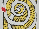 an image of a drawing of a dog in a spiral