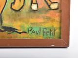 a picture of a painting of a cat on a table