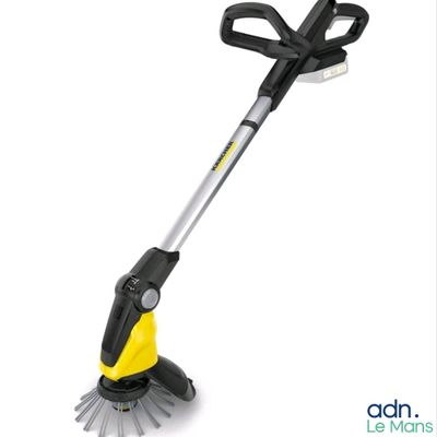 a yellow and black lawn mower on a white background
