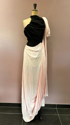 black and white draped dress on a mannequin mannequin mannequin mannequin mannequin mannequin mannequin mannequin mann