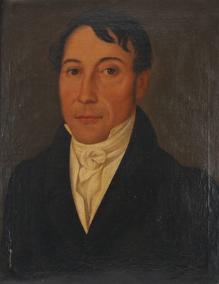 portrait d'un homme en manteau noir et chemise blanche