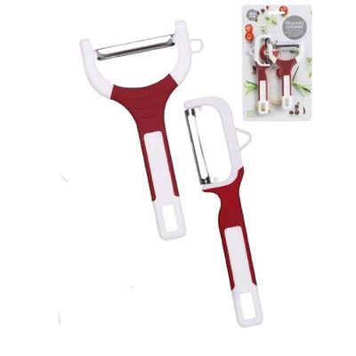 une photo d'un éplucheur-coupeur rouge et blanc