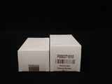 pair of white boxes on a black background with a barcode on the side