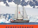 the cover of the book perseve france, featuring a sailboat in front of icebergs
