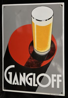 a sign with a glass of beer on it