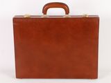 brown leather briefcase on white background